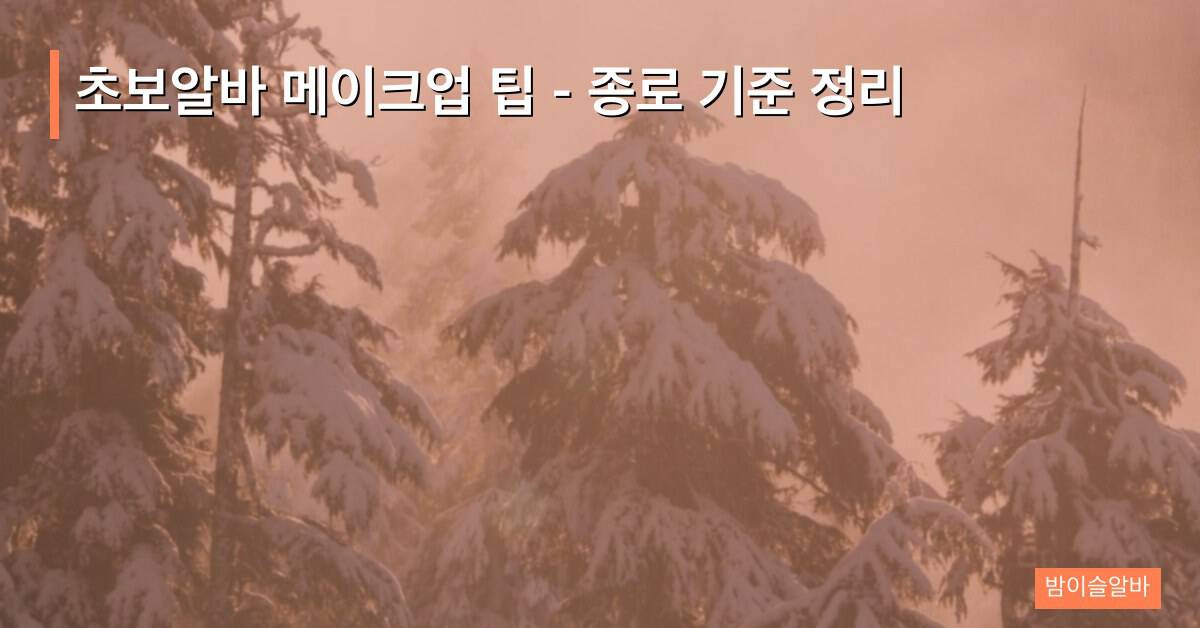 초보알바 메이크업 팁 – 종로 기준 정리