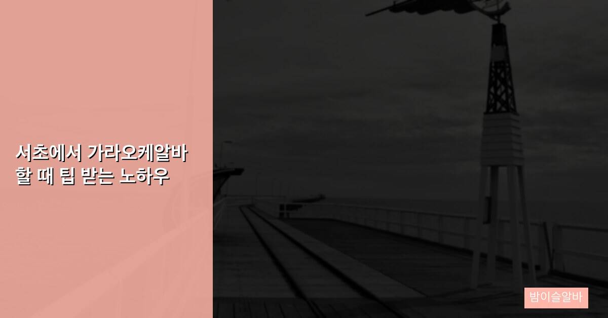 서초에서 가라오케알바 할 때 팁 받는 노하우