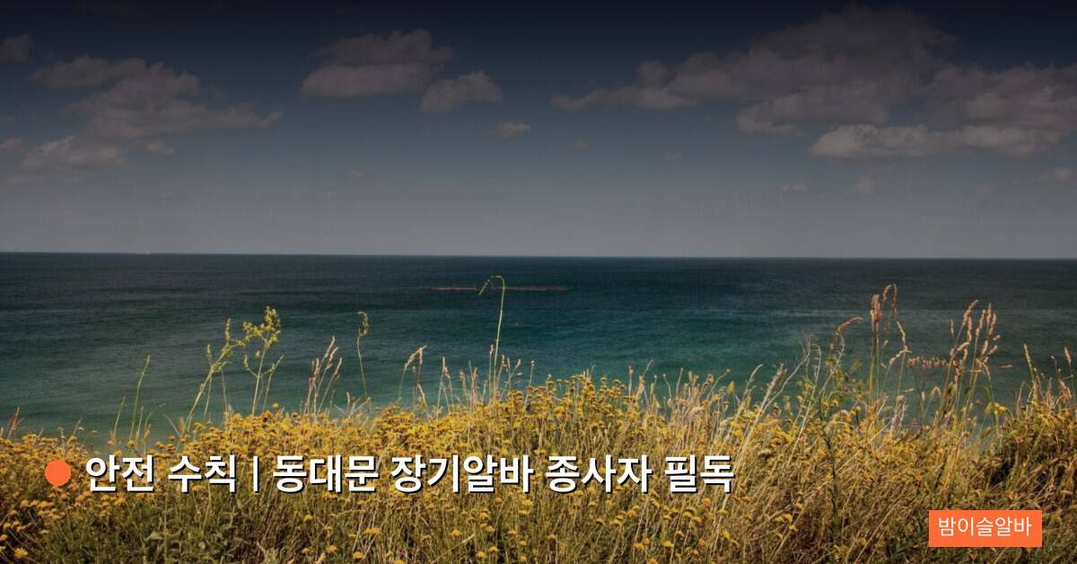 안전 수칙 | 동대문 장기알바 종사자 필독
