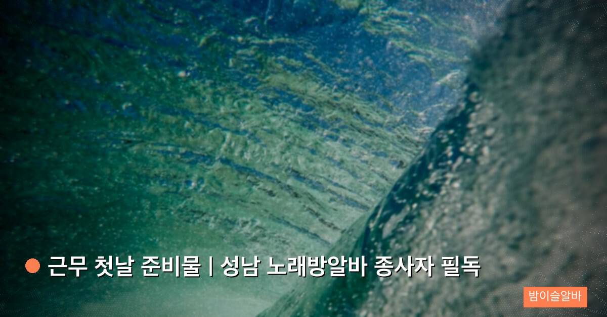 근무 첫날 준비물 | 성남 노래방알바 종사자 필독
